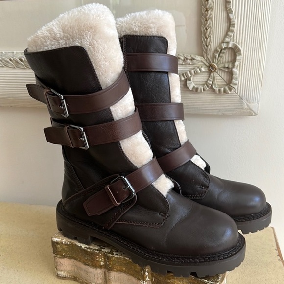Aldo Shoes - Aldo Mid Calf Faux Shearling Buckle Boots Sz 7